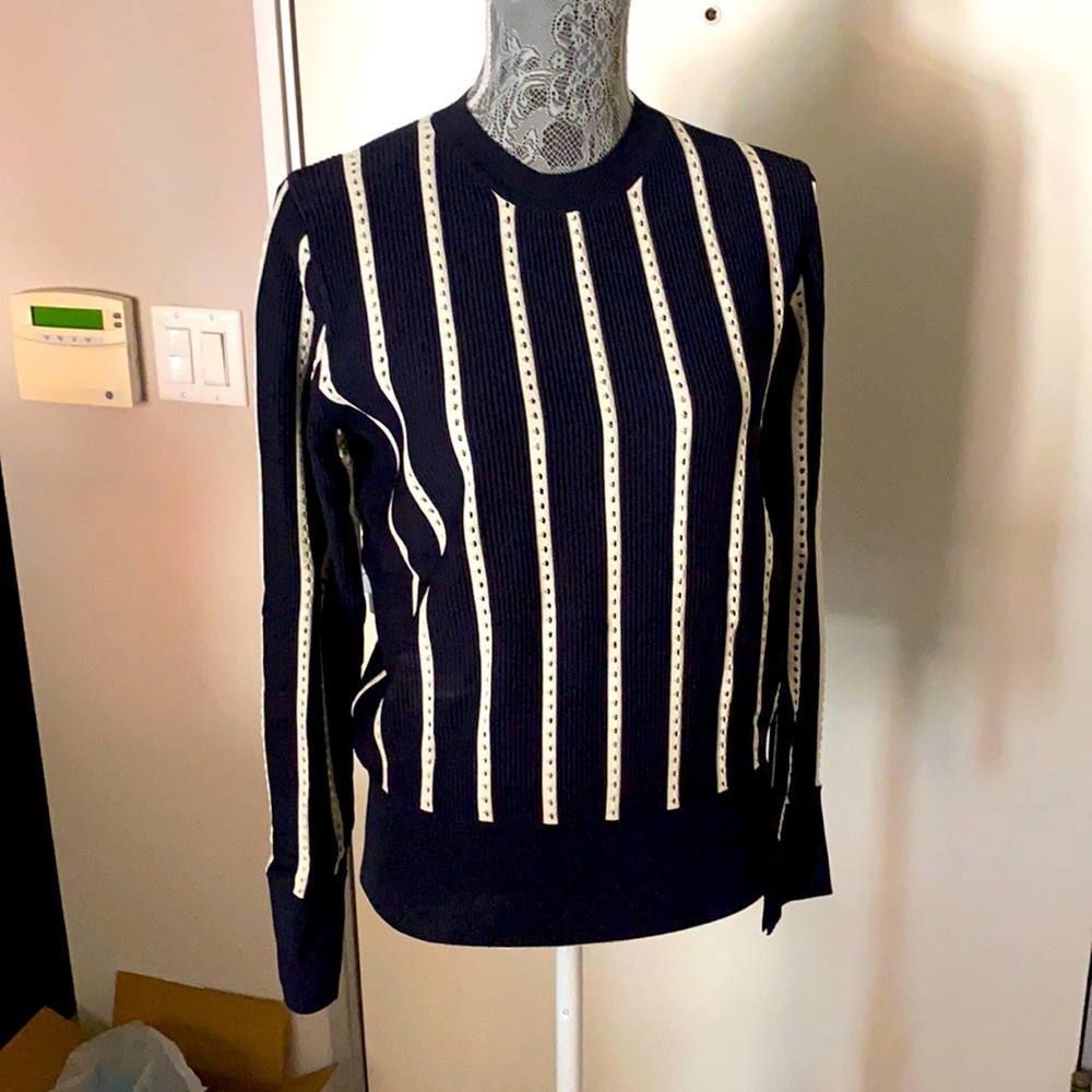 Long sleeve striped Equipment pullover top